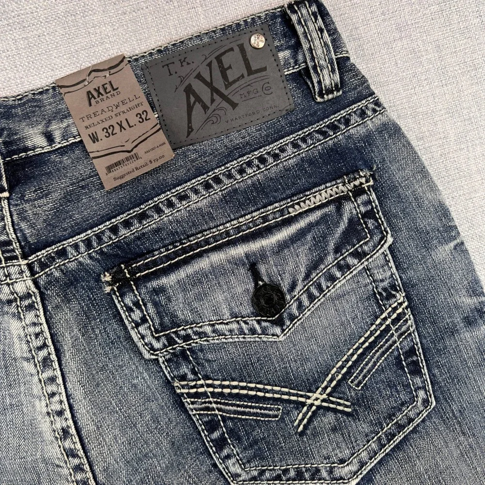 T.K. Axel Treadwell Relaxed Straight Jeans Men 32x32 Blue Denim Normcore NEW‎